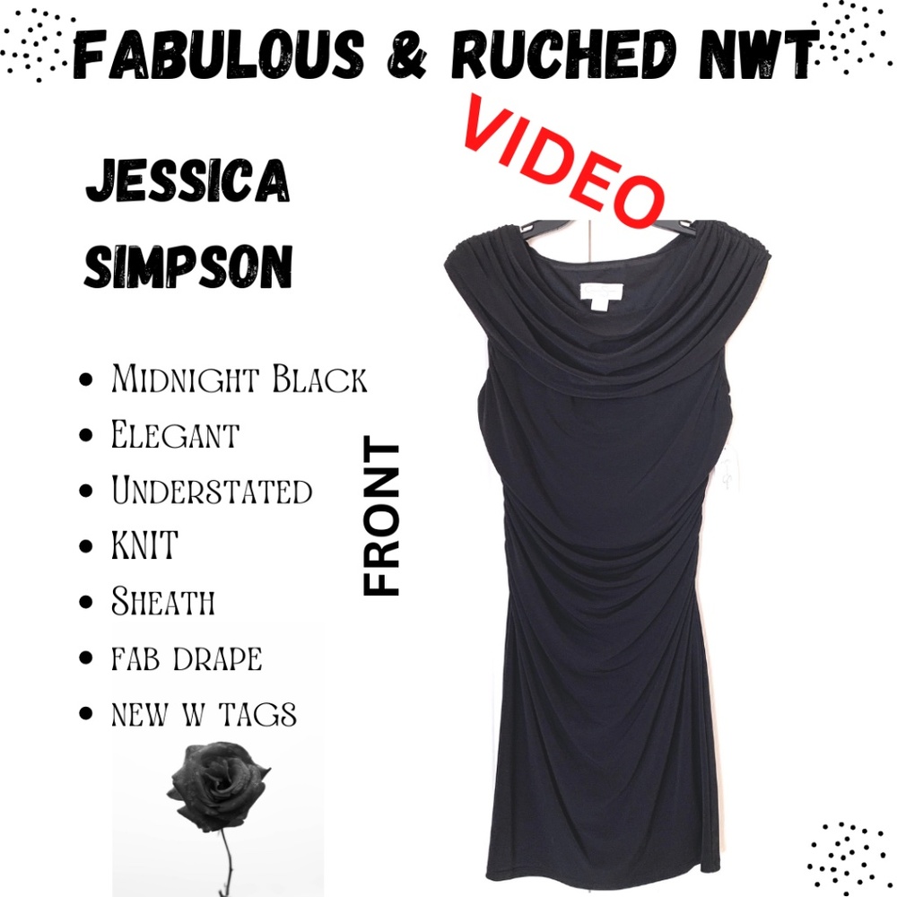 JESSICA SIMPSON Ruched Cowl Neck Sheath GORGEOUS Dress NWT